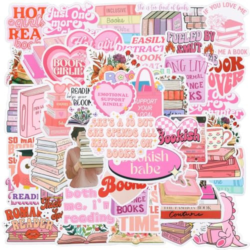 ZYNERY 150 Stück Rosa Bookish Aufkleber Set, Book Sticker für Kindle, Laptops Bücher Flaschen Sammelalbum Computer, Book Lovers Sticker