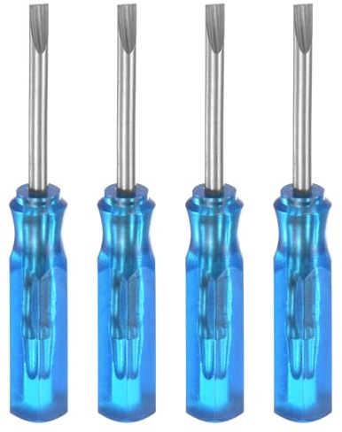 QUARKZMAN 4Pcs Sl2,0 Mini Tournevis Fendu 2mm Tête Plate Magnétique 45mm Longueur pour Petites Réparations d'Appareils, Bleu