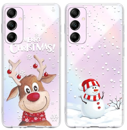 Yoedge 2 Pezzi Natale Cover per Samsung Galaxy A55 5G 6,5, Trasparente Custodia Morbida Silicone con Addobbi Disegni Modello Aesthetic Regalo Donna Christmas Case per Samsung A55 5G, Albero di Natale