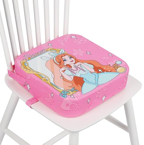 wooshwa Sitzerhöhung Stuhl Kind, kindersitzerhöhung Flexible Sitzerhöhung Sitzkissen Kinder mit 2 Sicherheits Schnalle Rutschfeste & Anti-Rutsch-Boden für Zuhause Unterwegs, 32x32x8 cm (Prinzessin)