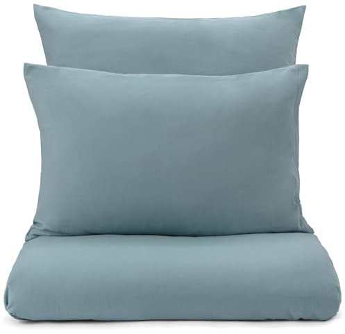 URBANARA Montrose Flanell-Kissenbezug 2er Set 40x80 cm I 100% Baumwolle Made in Portugal I Weich & Kuschelig I Warme Winterbettwäsche, Oeko Tex Standard 100 I Graugrün