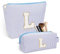Trousse de Toilette Femme, Pochette Maquillage avec Initiale (L), Trousse Maquillage Femme, Trousse de Toilette Femme Voyage, Anniversaire Cadeaux de Vacances pour Femme Fille, Bleu