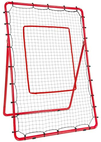 AKOZLIN Softball Volleyball Lacrosse Abpraller Bounce Rückennetz, 5 Winkel Verstellbar, 6×4FT mit Strike Zone Rebounder Netz,Tragebar Fußball Rebounder, Rückprallwand Netz