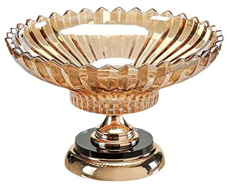 Fruit Tray,Fruit Bowl Stylish Designed,Fruit Basket, Small Crystal Glass Ceramic Bowl Flower Shaped Metal Pedestals Bowl Decorative Centerpiece Bowl Serving Plate Candy Snacks