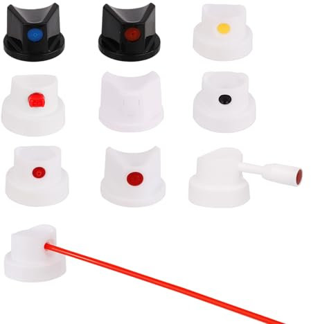 Tinoaly 10 Pièces Universels Capuchons de Rechange pour Bombes de Peinture, Embouts Bombes pour Graffitis Art Création Peinture Projets Bricolage
