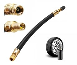 Prolunga Valvola Pneumatici, Adattatore Valvola Bici, Prolunga per Gonfiaggio Gomme Auto, Moto, Camion, Adattatore Valvola Rame a 360 ° 210 mm con Cappuccio Protettivo