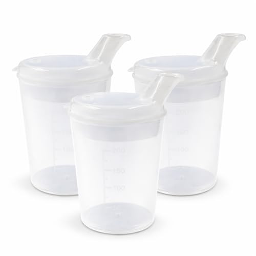 EMYU 3er Set Schnabelbecher 250 ml | Schnabeltasse, 3 Deckel (12 x 10 mm Öffnung) | Trinkbecher, Kinderbecher, Pflege und Altenheim