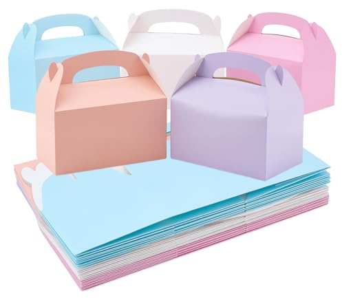 PH PandaHall 5 Farben Partygeschenk Beutel 30 Stück Leckereien Papier Geschenkboxen Farbenfrohe Gable Box Süßigkeiten Snacks Box mit Henkel für Weihnachten Halloween Geburtstag Hochzeit 16x9x15cm