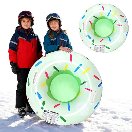 Trineo Hinchable de Invierno, SilverChry Trineo de Nieve Inflable de 80 cm, Tubo de Nieve para Niños y Adultos, Trineo Nieve hinchables con Asas, Trineo Inflable Adecuado para Juegos de Nieve