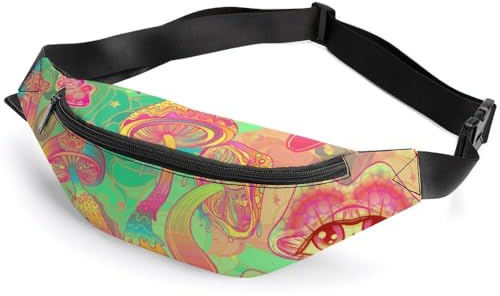 Dgsxynth Hüfttasche, Trippy Pilz-Bauchtasche, verstellbare Bauchtasche zum Laufen, Spazierengehen, Wandern, Trippy Pilz, 36*15cm