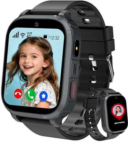 4G Reloj Inteligente Niño GPS, Videollamada, Chat de Voz, SOS, Juego, IP68 | localización en tiempo real, zonas seguras, chat familiar, teléfono, modo clase, despertador, regalo cumpleaños niño niña