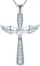 YL Kreuz Engelsflügel Halskette 925 Sterling Silber April Geburtsstein White Zirkonia Schutzengel Anhänger Halskette für Damen