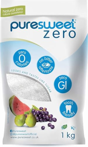 Puresweet Zero® 100% Natural Zero Calorie Sweetener 1kg, No Bitter Aftertaste, Diabetic Friendly, Tooth Friendly, Vegan, Non GMO.
