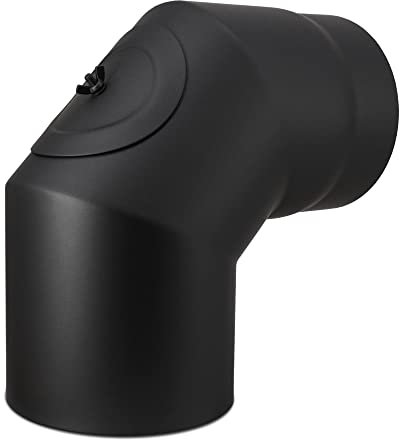 lanzzas canna fumaria canna fumaria per camino tubo gomito 90 ° con porta Starr Ø 200 mm Nero