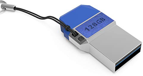 meZmory Clé USB-C 128 GO Duo - 2 in 1 < Type C et USB-A 3.0 > Etanche & Rapide - Extrêmement Résistante Fabriquée en Métal - Flash Drive 128GB Idéale sur Porte-clés en Bleu
