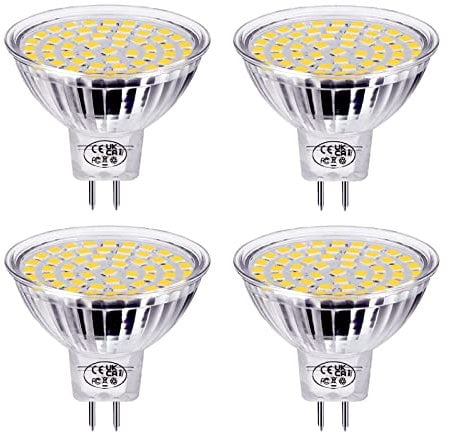 GVOREE 4er-Pack Mr16 GU5.3 12V LED Strahler Neutralweiss, 5W Ersatz für 40W Halogen Lampen,Kein Stroboskopeffekt,Nicht Dimmbar,4000K AC/DC 12V,120º Abstrahlwinkel 