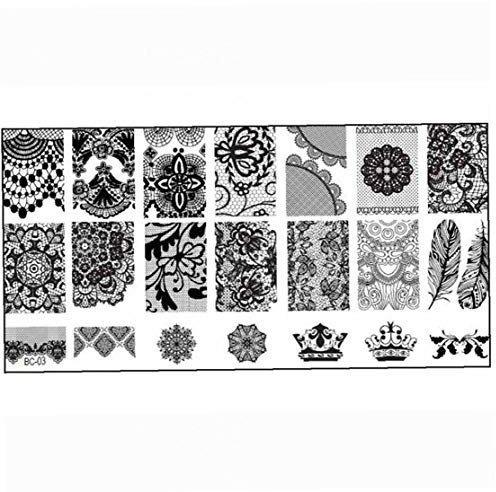 Ein Set Nail Stamping Platten-nagel-kunst-stempel-schablone Schablonen Mit Spitze Blumenmuster Diy Maleicure Stamping