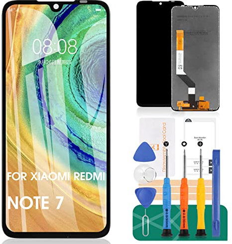 SRJTEK para XIAOMI Redmi Note 7 Pantalla LCD de Repuesto de 6.3 (no AMOLED) para Redmi Note 7 Kit de Montaje de Vidrio digitalizador de Pantalla táctil, Incluye Vidrio Templado (Negro)