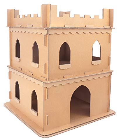 Katzenburg aus Wellpappe, Katzenhöhle, Katzenhaus, Katzenschloss, Katzenbedarf, Katzenkorb, Katzenvilla, Katzenliege, Katzenspielplatz, Katzenspielhaus, faltbar, Katzenbett (Medium)