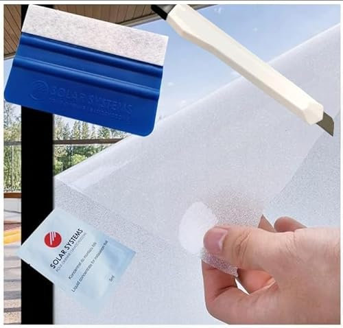 Solar Systems Selbstklebende Fensterfolie Sichtschutzfolie Milchglasfolie - Anti-UV Fensterschutzfolie mit Montagesatz für Büro, Badzimmer - Gewährleistet Diskretion - Weiße Matt (200x105cm)