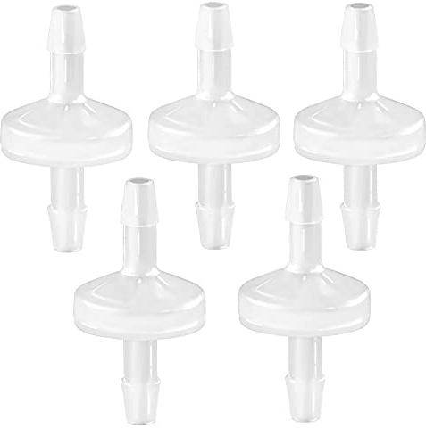 JoyTube 5 Packungen Rückschlagventil 1/8 Zoll (3 mm) Einweg-PVDF-Kunststoff-Schlauchstutzen für Kraftstoff, Gas, Flüssigluft