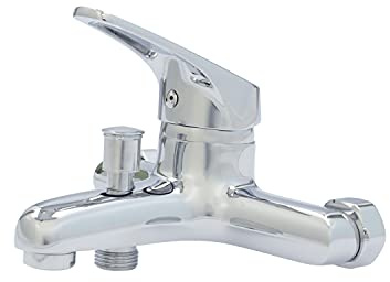 Fontastock URBEL FSKFGB003 Badewannen-Einhebel-Set mit Gewinde für Brauseschlauch, 40 mm Keramik-Kartusche, Zinkgriff, Messingkörper und Brauseschlauch mit 5 Positionen und Halterung