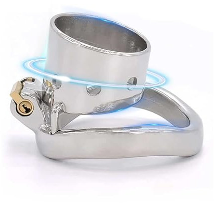 QgLust Metall Keuschheitsgürtel für Männer Peniskäfig Keuschheit mit Gebogen Cockringe SM Sex Toy Erektion Bondage sexspielzeug für Mann fetisch hodenring(45mm)