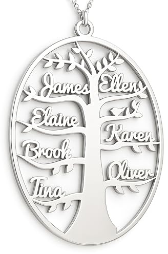 Personnalisé Noms Porte-clés en Acier Inoxydable, Arbre de Vie, Noms de Famille, Cadeau des fêtes, Anniversaire, Prénoms Porte Clef de Sac avec Arbre, Cadeau pour Elle, Custom Tree of Life Keychain