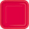 Unique- Platos Cuadrados de Papel Ecológicos-18 cm Rojo-Paquete, sólido, Color red, 16 unidades (31502EU)