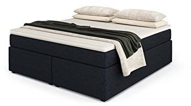 Betten Jumbo Headless King Boxspringbett | Blau | 160x200 | Härtegrad weich | inkl. Visco-Topper