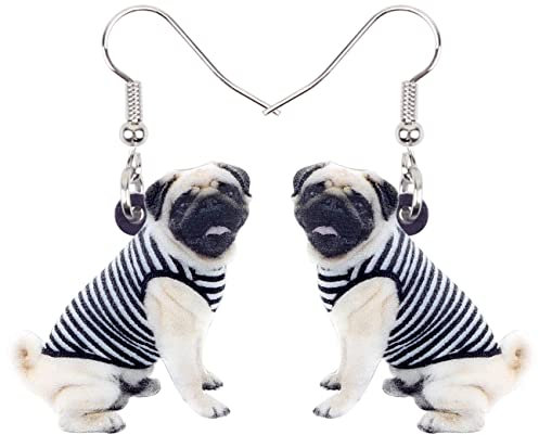 Niedlich Mops Ohrringe baumeln Haustier Hund Ornamente Schmuck für Frauen Mädchen Charme Geschenk (Schwarz)