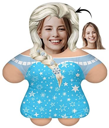 Kissen mit eigenem Foto Personalisiertes Lustiges Fotogeschenk mit eigenem Gesicht Bedruckt 45 cm Hoch Body Körper Foto-Kissen zum Geburtstag Kindertag Motiv Eislaufprinzessin [091]