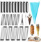 JasCherry 33 Pièces Moules Crème à Pâtisserie en Acier Inoxydable Tube Droit Set avec Accessoires - 3 Types à la Crème Tube Spirale pour Cuisine Cannoli, Croissant, Crème Glacé #4