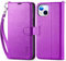 TUCCH Case for iPhone 14 Plus (6.7) 2022 5G, Magnetic PU Leather Wallet Case with Wrist Strap, RFID Blocking, Credit Card Holders, Shockproof TPU, Protective Stand Folio Flip Phone Cover, Purple