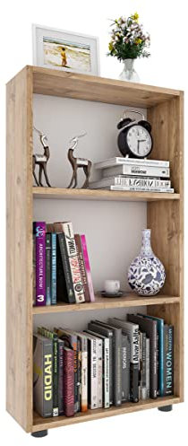 VCM Holzregal stehend | platzsparender Bücherregal | Maße ca. H. 108 x B. 56 x T. 20 cm | Elegante Aufbewahrung | Regal – Bulas 3 Fächer