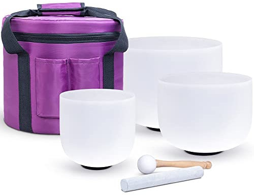 Juego De Cuencos Tibetanos De Cristal, 3 Piezas De 12 C 10 F 8 G, con Estuche De Transporte Resistente, Mazos De Gamuza Y Juntas Tóricas (Size : 432hz)