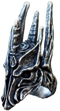 LAYCHEN Anello Vintage con Elmo Nero di Sauron per Uomo Anelli con Drago Gotico Punk per Gioielli da Uomo per Feste di Compleanno