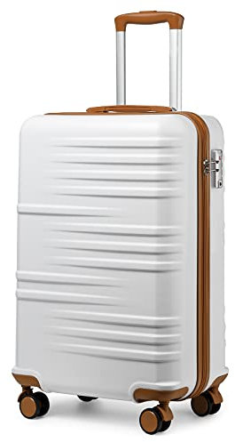 British Traveller Handgepäck Koffer Reisekoffer Handgepäck Hartschalenkoffer 54 * 36.5 * 21.5cm mit TSA-Schloss Koffer Trolleys Handgepäck ABS+PC Weiß