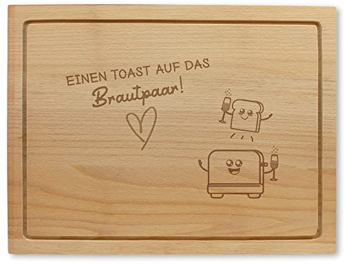 Holzschneidebrett mit Gravur - Hochzeitstoast, ca. 40 x 30 x 2 cm, Made in Austria, Nachhaltige Geschenkidee
