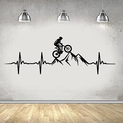 Mountainbike Hearthopping Wandtattoo, Wohnzimmer Schlafzimmer Mann Mountainbike, Downhill Bike, Wandtattoo, Spielzimmer, Vinyl 100cm Breite x 34cm Höhe