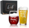 Joymaking Christmas Wine and Beer Glass Set for Dad and Mum - 17oz Glasses for Parents from Daughter and Son