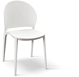 PAZZO DESIGN Stefania Stuhl, 4er-Set, Weiß, Polypropylen, Küche, Esszimmer, Garten, stapelbar - id_1994