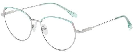 ENPAP Metall Blau Licht Blockieren Computer Leser Presbyopie Brille Anti Augen Belastung Lesebrille Oval Flache Licht Spiegel (Color : Green, Size : +250)