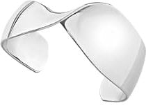 Breil, Retwist Collection, Damenarmband, Verspiegeltes Starres Armband aus Edelstahl, Geschwungene Form, Geschenkideen für Frauen und Mädchen, Größe S, Maße 57 x 48 mm, Farbe Silber