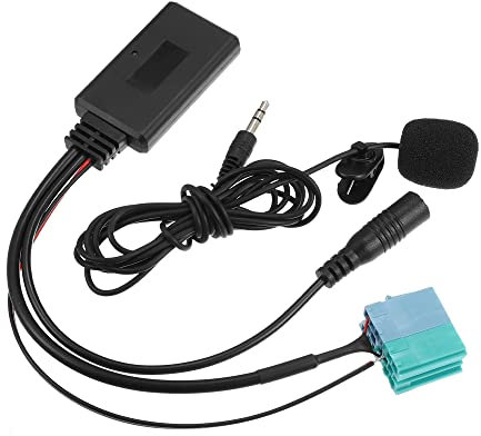 QUARKZMAN 1 Set Adattatore AUX Bluetooth Auto con Microfono 6+8pin Interfaccia Audio Musicale per Fiat Bravo 2007 ABS Nero