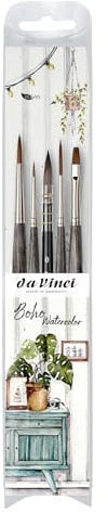 da Vinci, Signature Boho Watercolor, Set, COLINEO & CASANEO, Hochwertige Aquarellpinsel, Für Papier, Verwaschen, Boho-Vintage-Look, Kurzstiel, Made in Germany, Größe 0, 0, 4, 4 & 4