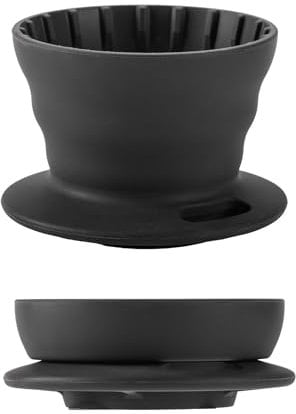 Vandroop Gotero de café plegable, cesta portátil para verter sobre café, cafetera reutilizable de silicona para una sola taza (1-2 tazas) (gris)