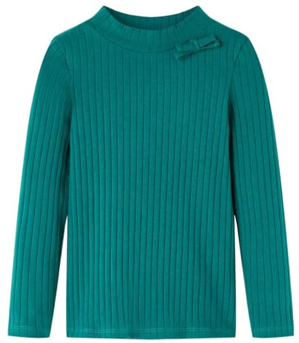 Maglietta da Bambina a Maniche Lunghe a Costine Verde Scuro 116