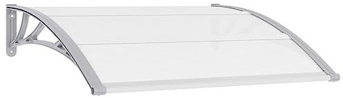 Auvent de Porte d'entrée, Marquise Porte d'Entree Protection de Porte de Toit Toit Abri Protection Auvent de Porte Gris 120 x 100 cm PC