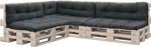 Katex Palettenkissen Indoor/Outdoor Sofa Pallet Comfort Outdoor Schmutz- und Wasserabweisende Palettenauflage Pallet Pad Sitzkissen für Europaletten (Palettenkissen 8-teiliges Set, Anthracite)